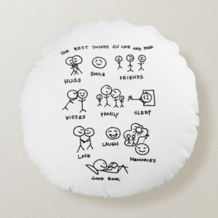 Coussins Ronds Les Meilleures Choses De La Vie Sont Gratuites, Y 