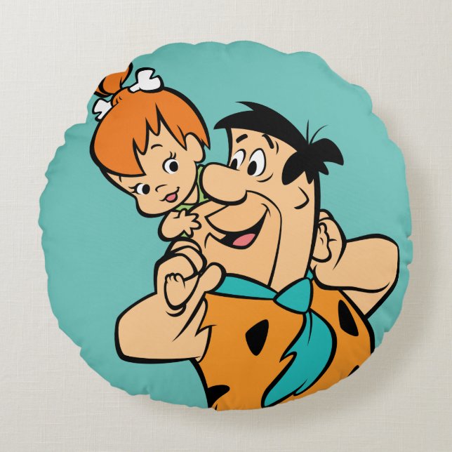 Coussins Ronds Les Pierrafeu | Fred & Pebbles Flintstone (Devant)