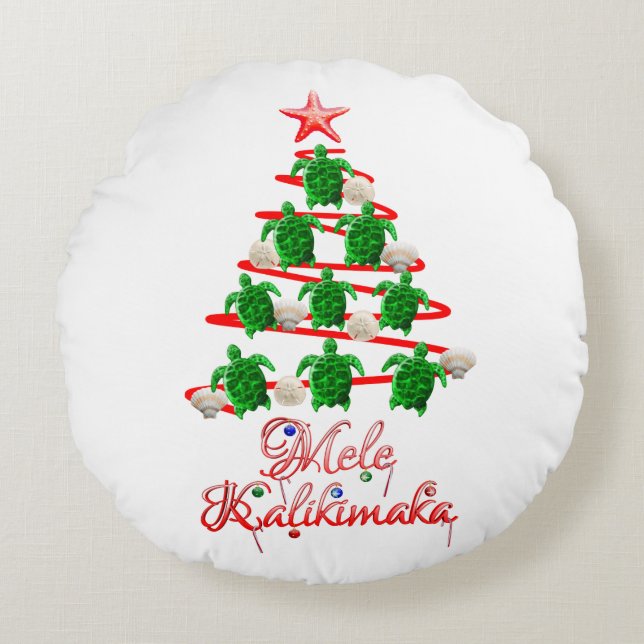 Coussins Ronds Les tortues de mer de Mele Kalikimaka (Devant)