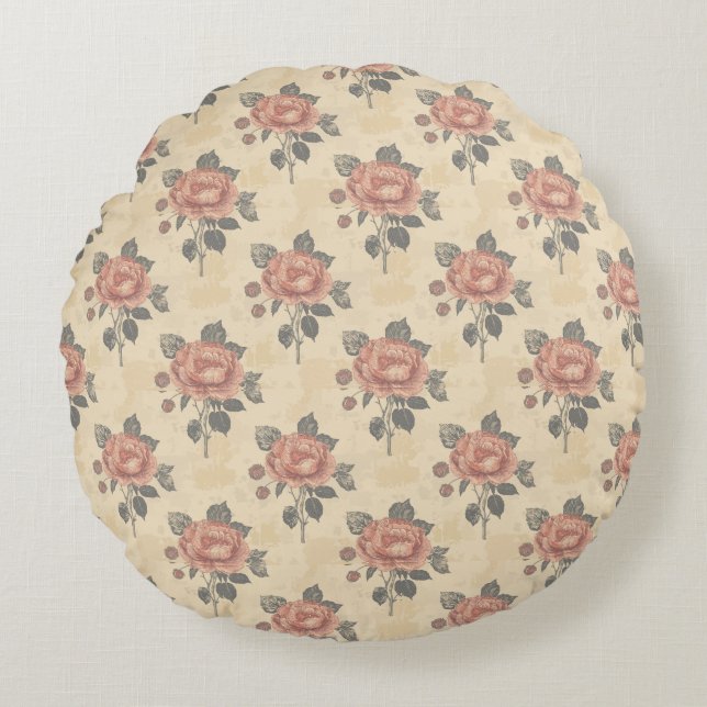 Coussins Ronds L'essence du motif de grâce en fleurs (Devant)