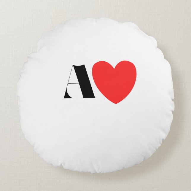 Coussins Ronds Letter A Heart - Valentine Initial Love Design (Devant)