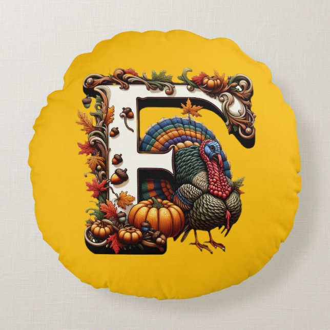 Coussins Ronds Letter f Thanksgiving gift style  (Devant)