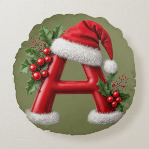 Coussins Ronds Lettre de Noël Chapeau de Père Noël Décoration de
