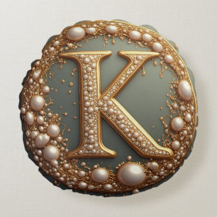Coussins Ronds Lettre initiale K de monogramme moderne