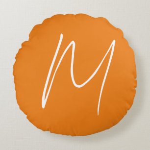 Coussins Ronds Lettre initiale Monogramme Style moderne Orange Bl