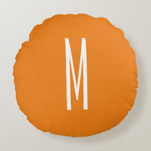 Coussins Ronds Lettre initiale Monogramme Style moderne Orange Bl