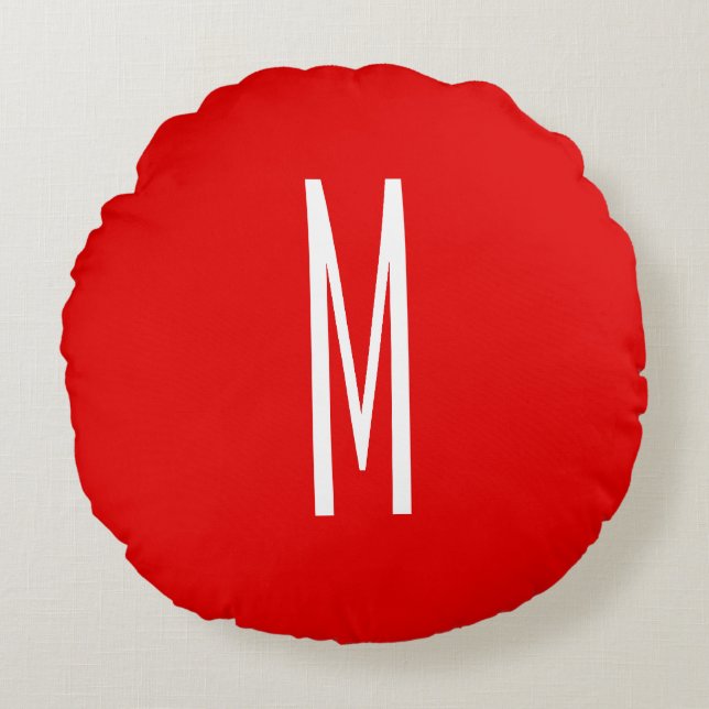 Coussins Ronds Lettre initiale Monogramme Style moderne Rouge Bla (Devant)