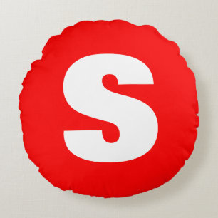 Coussins Ronds Lettre initiale Monogramme Style moderne Rouge Bla
