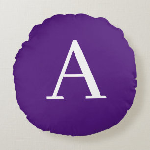 Coussins Ronds Lettre initiale Monogramme Style moderne violet et