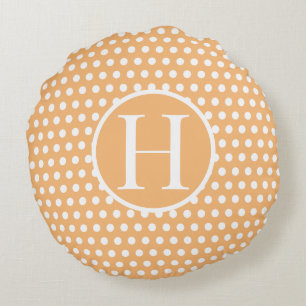 Coussins Ronds Lettre initiale personnalisée Polka Dot Light Oran