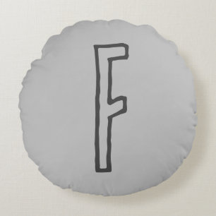 COUSSINS RONDS LETTRE INITIALE TONS GRIS PLAINE MONOMARMÉE