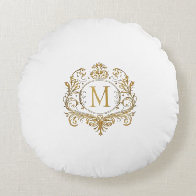 Coussins Ronds Lettre M. Monogramme (Devant)