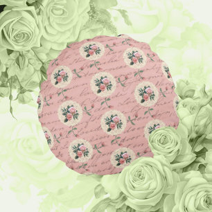 Coussins Ronds Lettres anciennes Roses Vintages