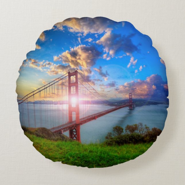 Coussins Ronds Lever de soleil de Golden Gate (Devant)