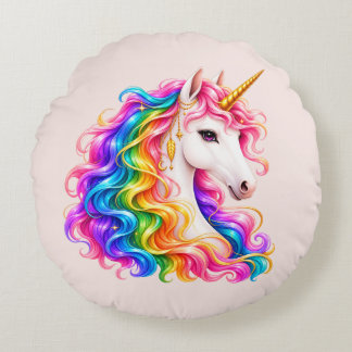 Coussins Ronds Licorne Arc-en-Ciel