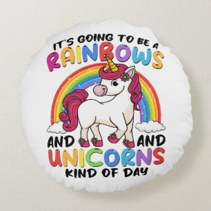 Coussins Ronds Licorne Arc-en-ciel Mignonne Drôle