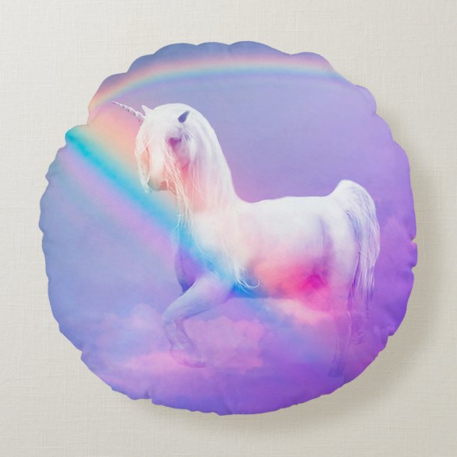 Coussins Ronds Licorne et arc-en-ciel (Devant)