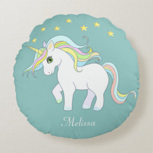 Coussins Ronds Licorne mignonne et étoiles sur oreiller rond sarc