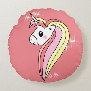 Coussins Ronds Licorne rose assez Girly avec des étincelles