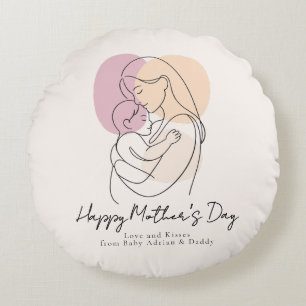 Coussins Ronds Ligne d'art moderne minimaliste Maman et bébé Fête