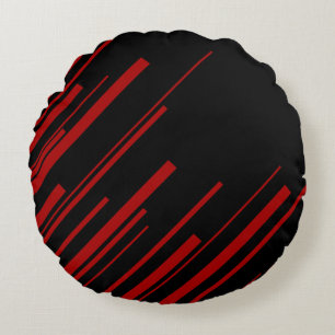Coussins Ronds Lignes diagonales en rouge et noir
