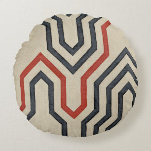 Coussins Ronds Lignes graphiques orange et bleu