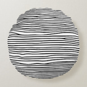 Coussins Ronds Lignes horizontales abstraites_noir