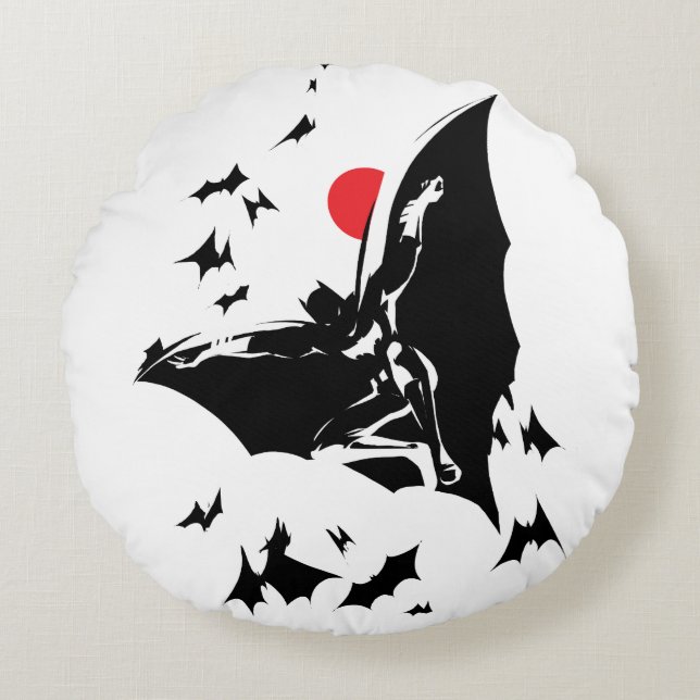 Coussins Ronds Ligue de Justice | Batman dans le nuage de chauves (Devant)