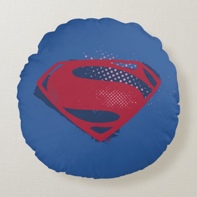 Coussins Ronds Ligue de Justice | Symbole Superman brosse et demi (Devant)