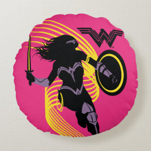 Coussins Ronds Ligue de Justice   Wonder Woman Icon Silhouette