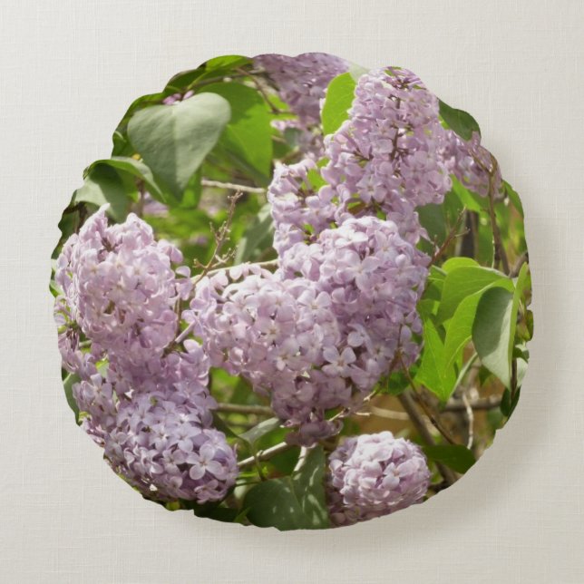 Coussins Ronds Lilac Bush Belles fleurs de printemps violettes (Devant)