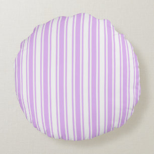 Coussins Ronds Lilac violet et blanc bonbons rayures