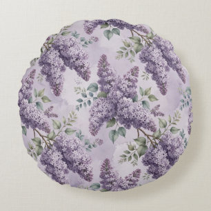 Coussins Ronds Lilas Fleurs de lilas Vert sauge Lavande poudrée 