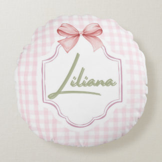 Coussins Ronds Liliana personnalisée Baby Girl Nursery Bow&En vic
