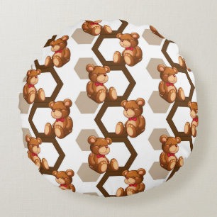 Coussins Ronds l'illustration d'une rangée de nounours concernent