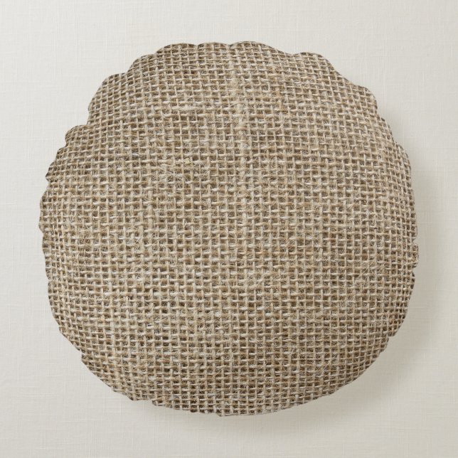 Coussins Ronds Linge brut : Tissu texturé naturel. (Devant)