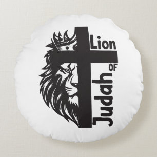 Coussins Ronds Lion de Juda Bold Demi Lion demi-Croix chrétien