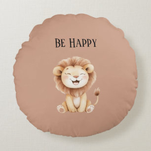 Coussins Ronds Lion Heureux