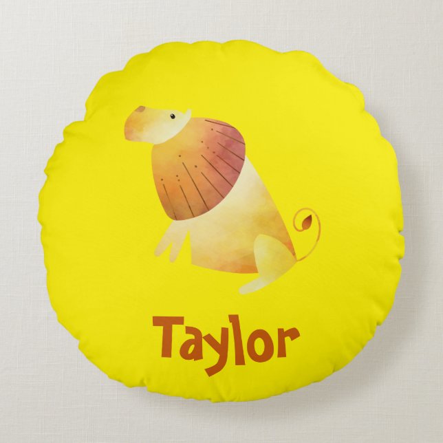 Coussins Ronds Lion Jaune Clair (Devant)