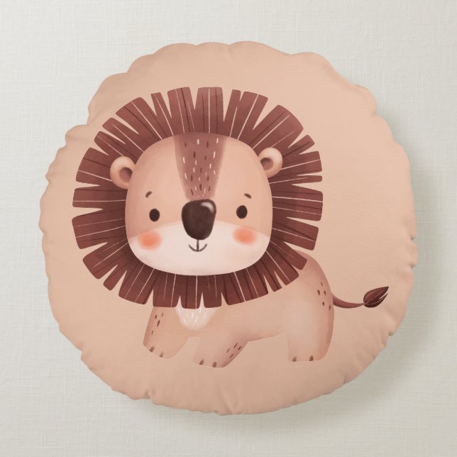 Coussins Ronds Lion mignon (Devant)
