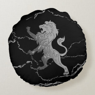 Coussins Ronds Lion royal d'argent