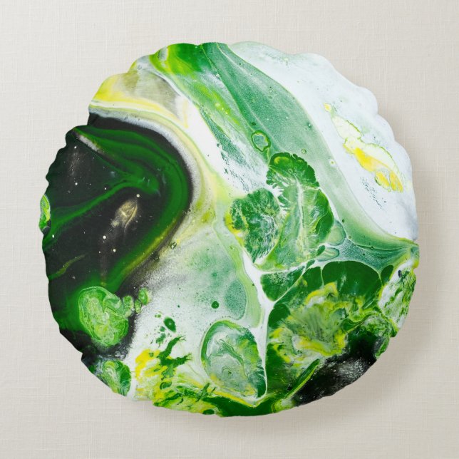 Coussins Ronds Liquide vert et blanc (Devant)