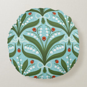 Coussins Ronds Lit de la vallée et la symétrie des coccinelles en