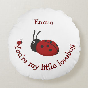 Coussins Ronds Little Lovebug Cute Ladybug Quote Nom Personnalisé