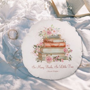 Coussins Ronds Livres de citations personnalisées et roses roses