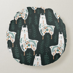 Coussins Ronds Llamas Florales Cute Texture Vintage