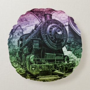 Coussins Ronds Locomotive à vapeur vintage