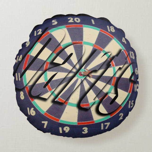 Coussins Ronds Logo Dartboard et Darts, (Devant)