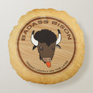 Coussins Ronds Logo de la ferme de bisons de Badass