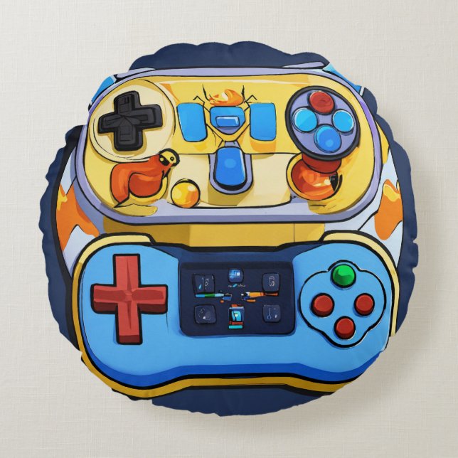Coussins Ronds Logo de télécommande de jeu en 3D pour Beautifu (Devant)